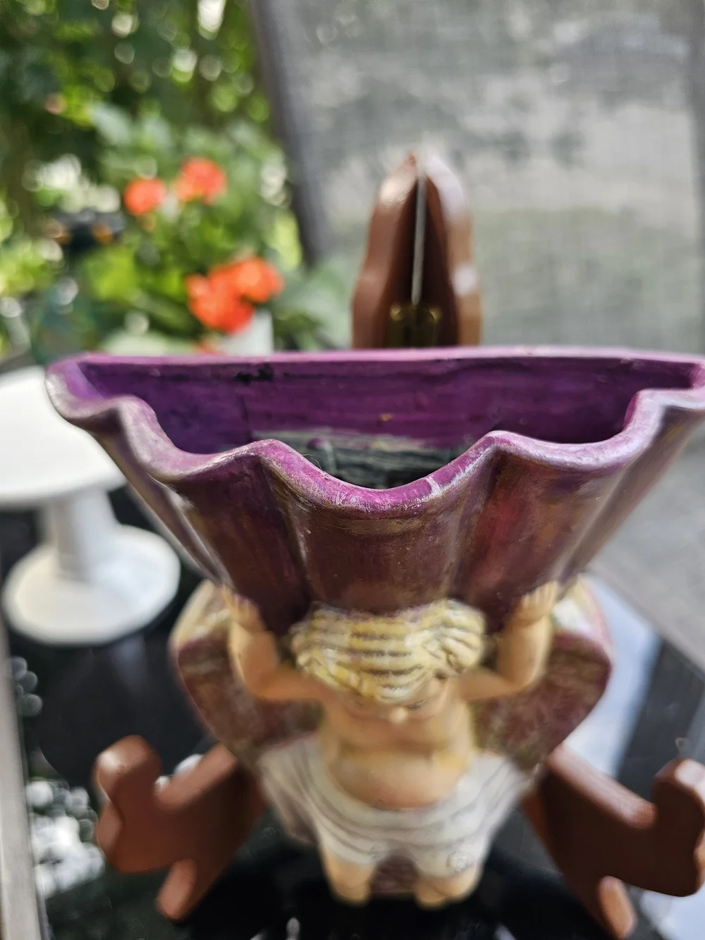 Vintage Hand Painted Ceramic Cherub Wall Pocket Planter